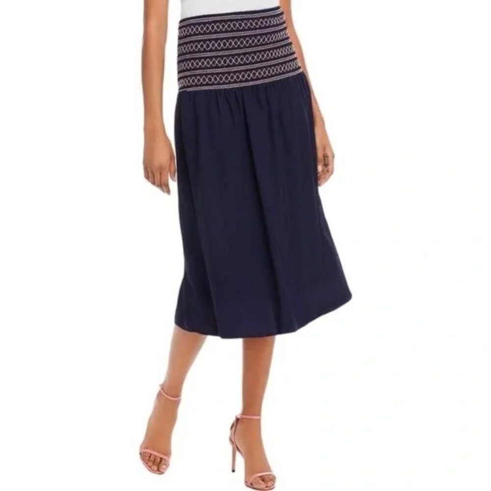 NWT Aqua smocked skirt navy XS